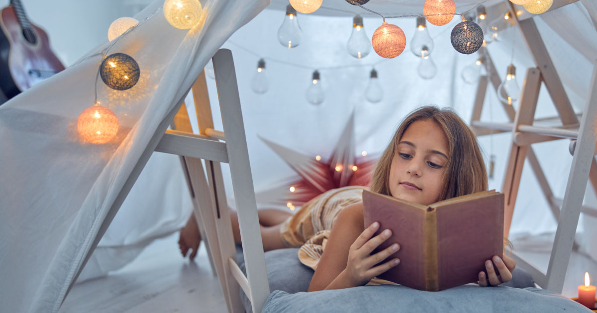 Child reading at home