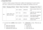 J. Study Word Parts/Review Target Words